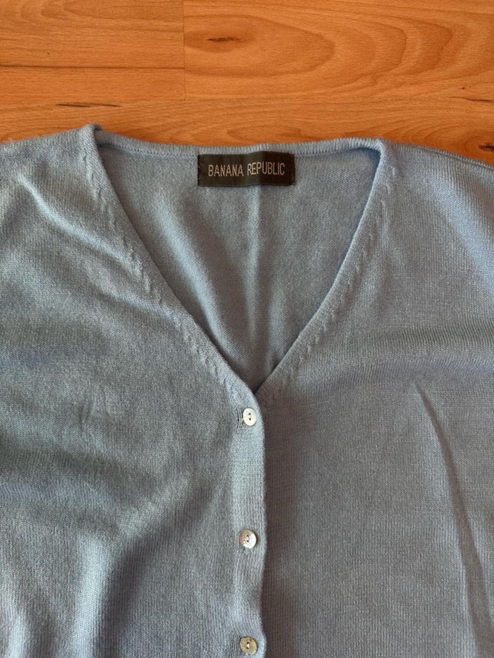 Light Blue V-Neck Button Cardigan Sweater - Picture 2 of 3